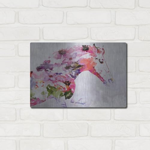 Abstract Pink Horse Metal Wall Art 16x12