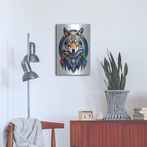 Celestial Wolf Metal Wall Art by Dean Russo 16x24