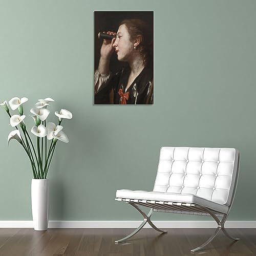 Pietro Rotari Girl Through Telescope Art Poster Canvas Print Wall Art