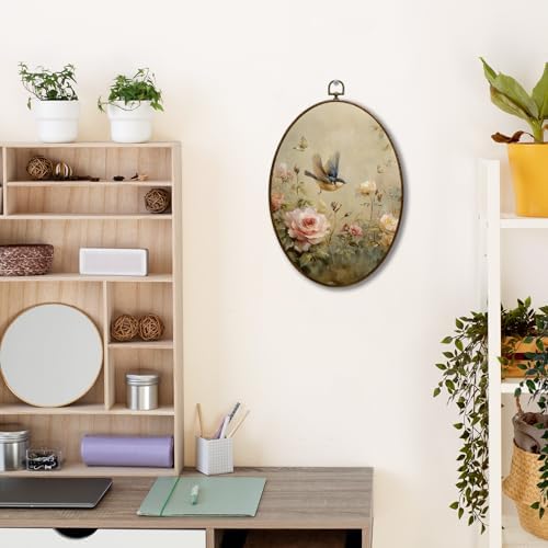 JQF Vintage Floral Bird Oval Wall Art 85x115 Inch