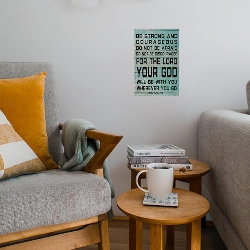 Christian Wall Decor Tin Sign Be Strong and Courageous 8x12 Inch