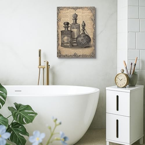 Vintage Perfume Bottles Wall Art 8x10 Inch