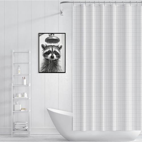 Funny Raccoon Wall Decor Poster - Black And White Framed Canvas Art