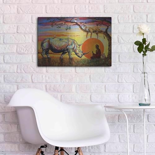 Buddha Rhino Metal Wall Art 24x16