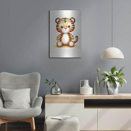 Cuddly Tiger Metal Wall Art 16x24 Inches