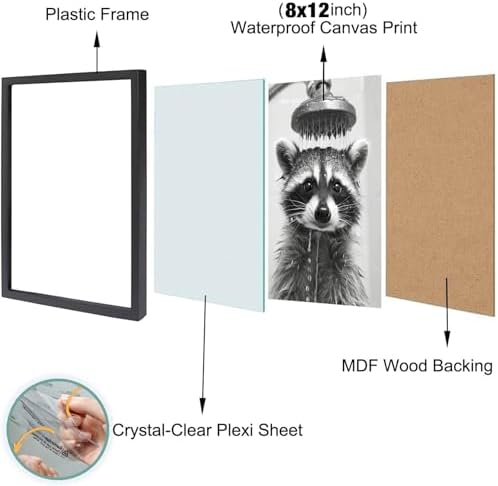 Funny Raccoon Wall Decor Poster - Black And White Framed Canvas Art