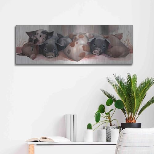 Pig Pile Metal Wall Art 36x12 Inches