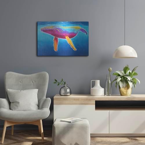 Humpback Whale Rainbow Metal Wall Art 24x16