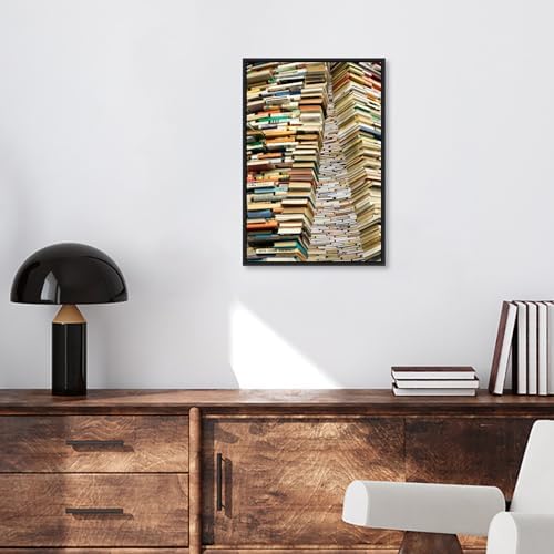 Amanti Art Framed Canvas Art 23x16 Book Sculpture at Prague City Library 2