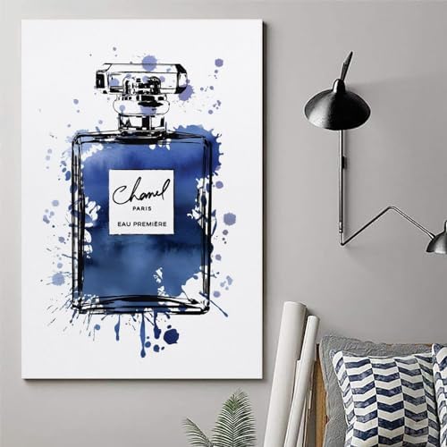 BanLaArt Gold Perfume Bottle Wall Art Print Modern Bedroom Decor 12x18inch