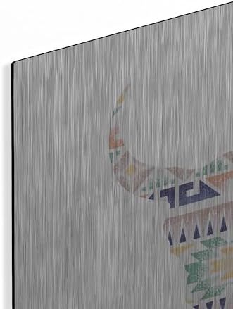 Aztec Cow Head Metal Wall Art 24x24