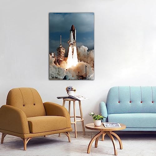 Qunyaae Framed Space Shuttle Telescope Poster Wall Art 24x36inch