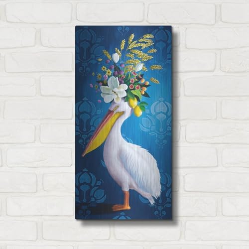 Pelican On Blue Metal Wall Art by Heather Gauthier