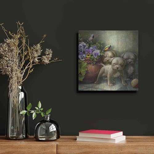 Pit Bull Pups Metal Wall Art 12x12