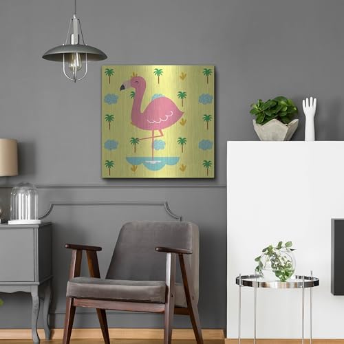 Cute Flamingo Metal Wall Art 24x24