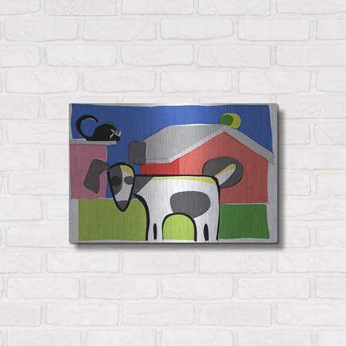 Dog on Farm Metal Wall Art 24x16 by Irena Orlov
