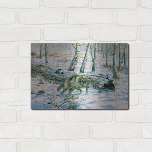 Snow Wolf Metal Wall Art by Bill Makinson 16x12