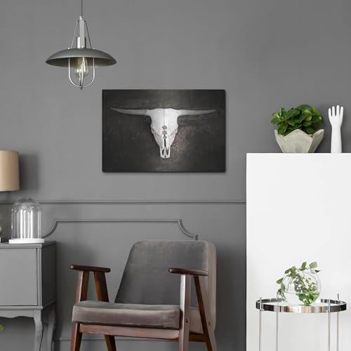 Sepia Cattle Skull Metal Wall Art 24x16
