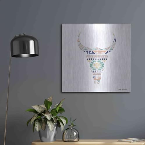 Aztec Cow Head Metal Wall Art 24x24
