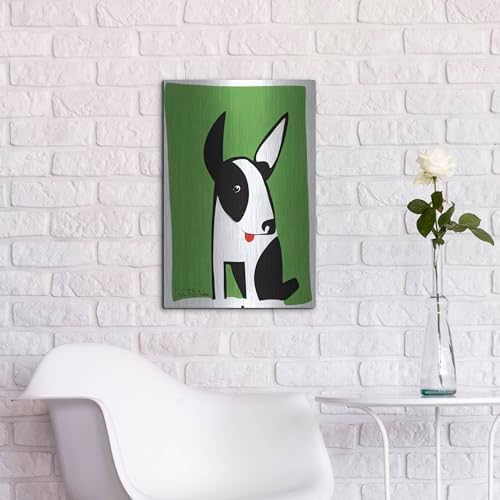 Dog on Green Metal Wall Art 16x24