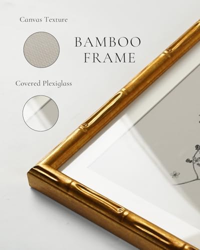 InSimSea Gold Bamboo Framed Canvas Wall Art 11x14inch
