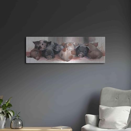 Pig Pile Metal Wall Art 36x12 Inches