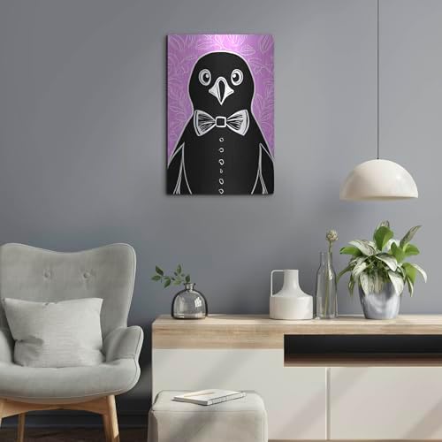Penguin With A Bow Tie Metal Wall Art 16x24