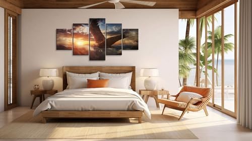 YOUHONG 5 Panel Bald Eagle Wall Art - Modern Decor Canvas Art for Home