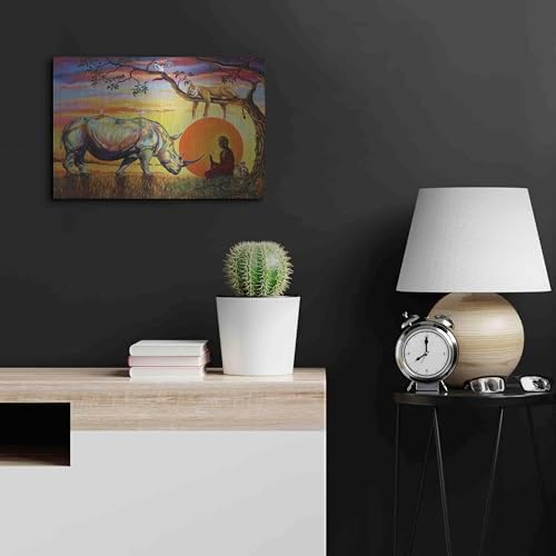 Buddha Rhino Metal Wall Art 24x16