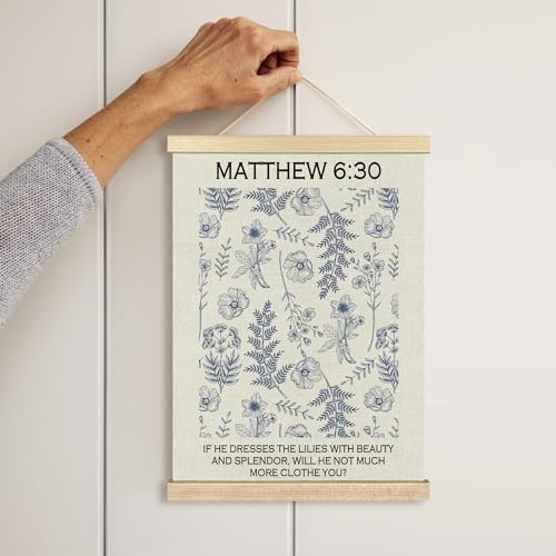 BCUANGD Christian Wall Decor - Wildflower Bible Verse Art Poster with Wood Frame 12x16 Inches