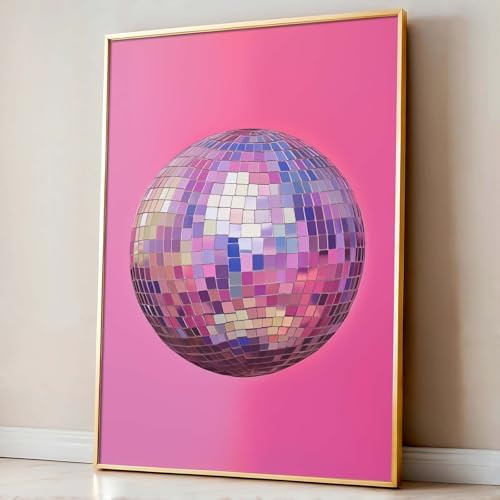 Funky Pink Disco Ball Wall Art Poster 16x24inch Unframed