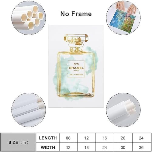Fashion Luxury Perfume Bottle Gold Outline Light Green Decorative Painting