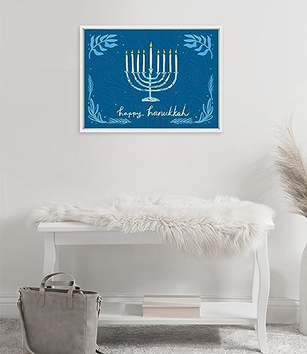 Kate and Laurel Sylvie Hanukkah Framed Canvas Wall Art