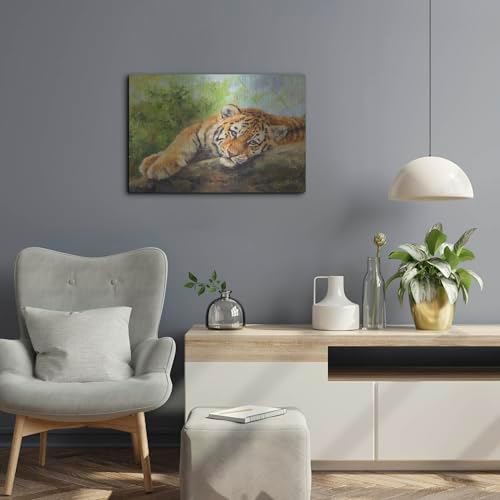 Tiger Cub Rock2 by David Stribbling Metal Wall Art 24x16