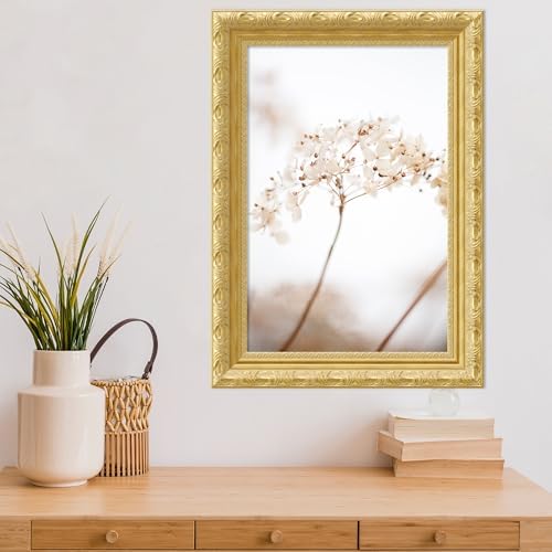 Amanti Art Framed Wall Print 24x17 Soft Dried Flower Brown