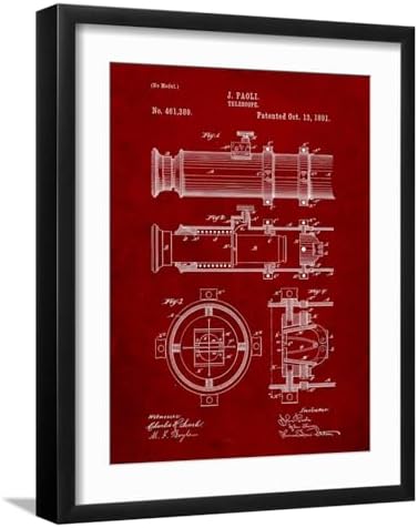 Telescope Vintage Patent 1891 Wall Art Print by Cole Borders