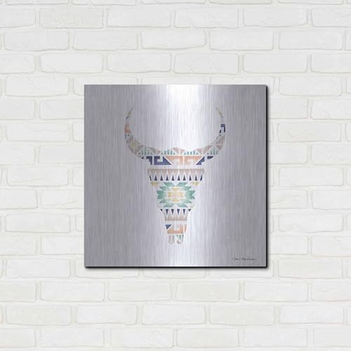Aztec Cow Head Metal Wall Art 24x24