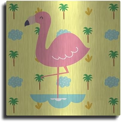 Cute Flamingo Metal Wall Art 24x24