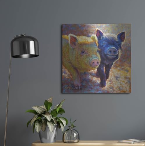 Piggy Pals Metal Wall Art 24x24 Inches