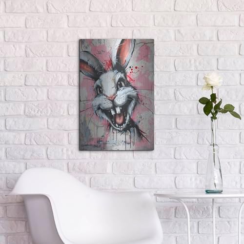 Creepy Bunny Metal Wall Art 16x24 Inch