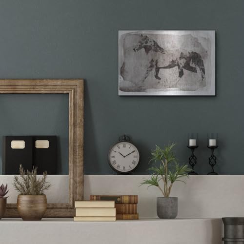 Dark Brown Horse Running Metal Wall Art 16x12