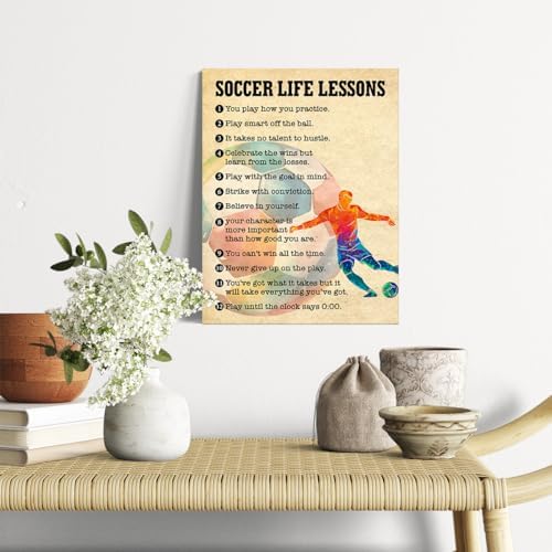 Soccer Wall Art Canvas Painting Framed Decor for Home Office