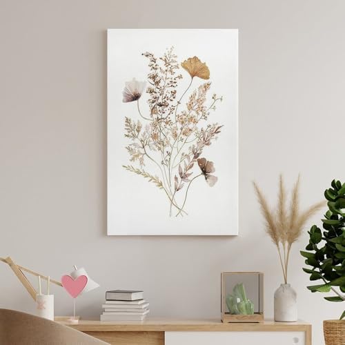 Vintage Inspired Dried Flower Wall Decor Print Canvas Poster 8x12 Inch