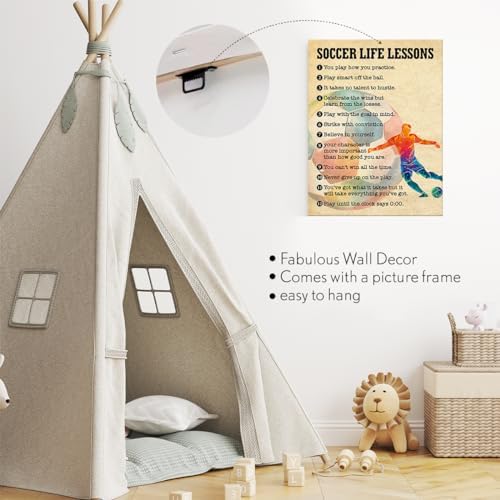 Soccer Wall Art Canvas Painting Framed Decor for Home Office