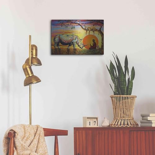 Buddha Rhino Metal Wall Art 24x16