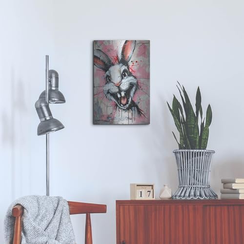 Creepy Bunny Metal Wall Art 16x24 Inch