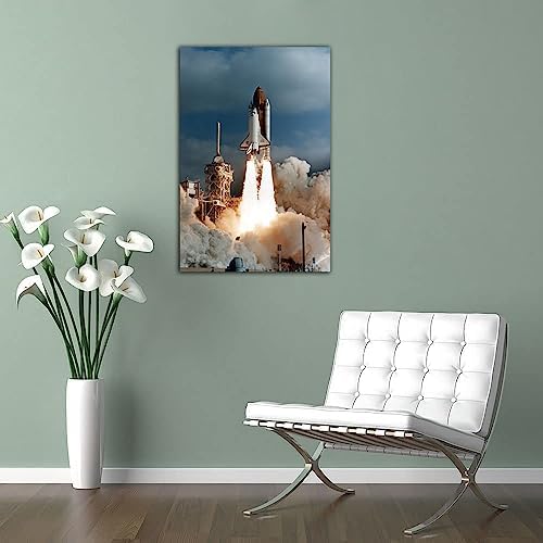 Qunyaae Framed Space Shuttle Telescope Poster Wall Art 24x36inch