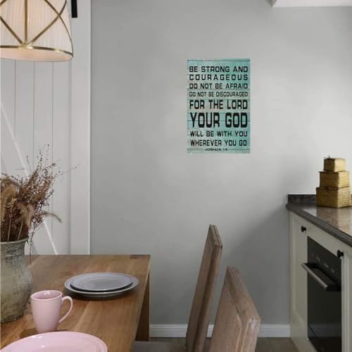 Christian Wall Decor Tin Sign Be Strong and Courageous 8x12 Inch