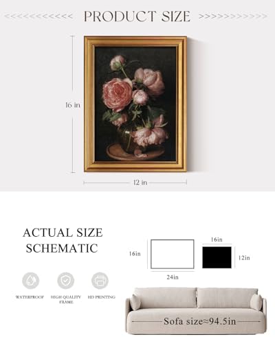 ARPEOTCY Gold Framed Canvas Wall Art 12x16inch