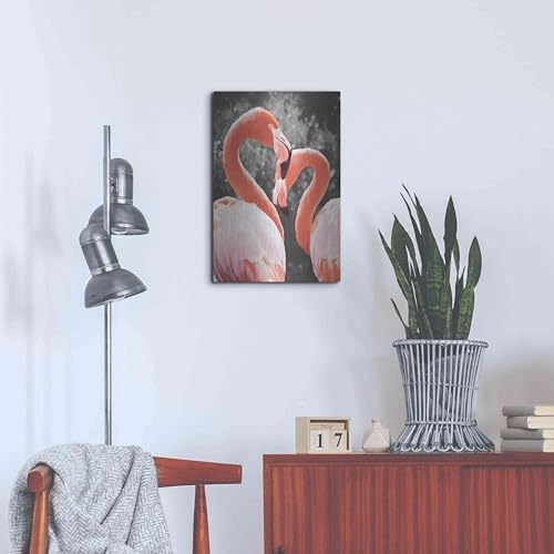 Flamingo II on BW Metal Wall Art by Debra Van Swearingen